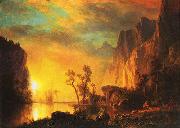 Albert Bierstadt Sunset in the  Rockies oil painting reproduction